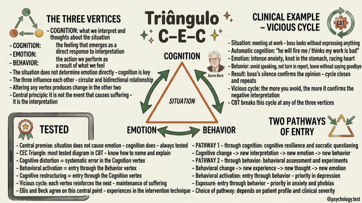 Mind map of the Thought-Emotion-Behavior triangle